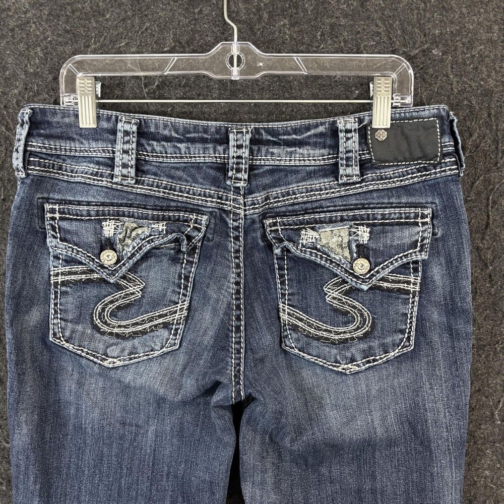 Silver Jeans Co Suki Flap 17 Jeans Women's 33x31 Blue Bootcut Stretch Denim